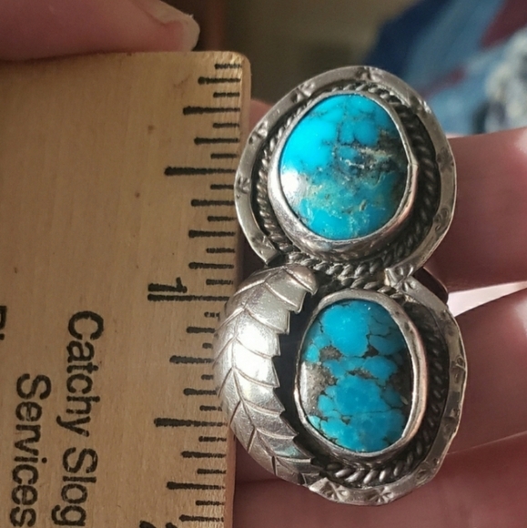 Vintage Native American Navajo Sterling Silver Turquoise Ring Sz 7. 15g - Picture 8 of 9